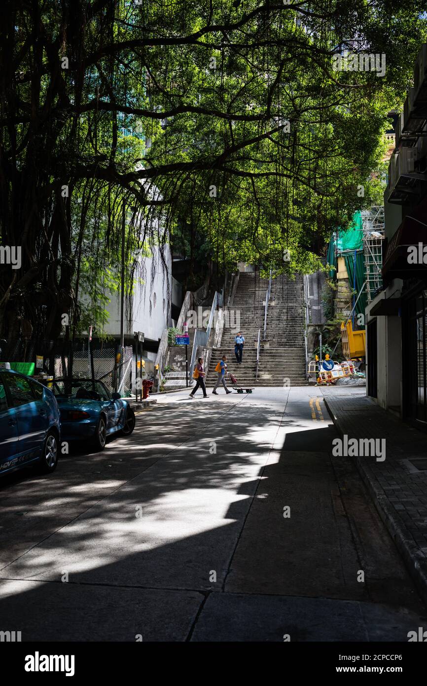 Scale ripide, luce e ombra, Sheung WAN, Hong Kong Foto Stock