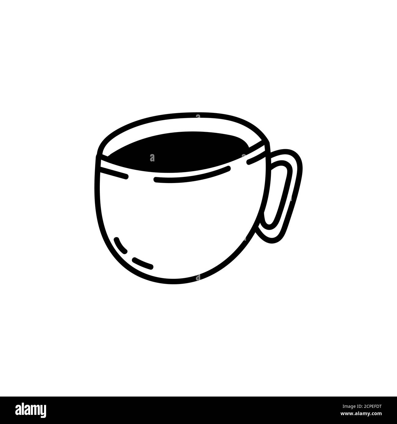 Tazza di doodle disegnata a mano con tè caldo o caffè. Elemento di Natale. Illustrazione Vettoriale