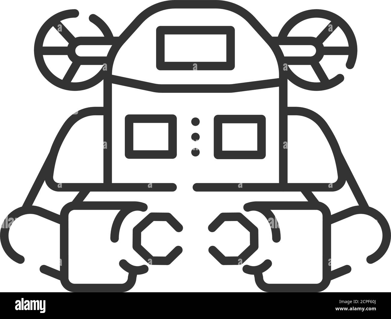 Icona della linea nera del robot subacqueo. Aquanaut, un sottomarino elettrico autonomo. Innovazione tecnologica. Firma per pagina Web, app. PROGETTAZIONE GUI UI UX Illustrazione Vettoriale