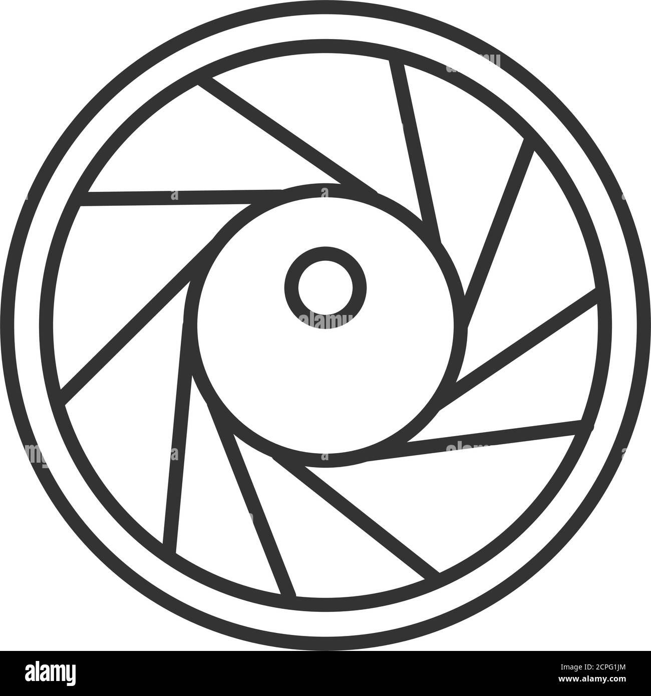 Icona della linea nera dell'obiettivo della telecamera. Concetto di estensione dell'apertura. Pittogramma per pagina web, app mobile, promo. Schermata UI UX. Display dell'interfaccia utente Illustrazione Vettoriale