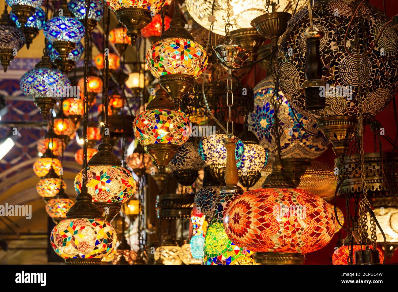 Turchia, Istanbul, Gran Bazaar, lampade Foto Stock