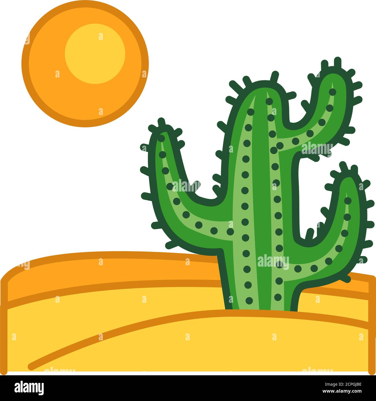 Icona della linea di colore del deserto di Cactus. Tipo di cactus. Crescere in ambienti estremamente asciutti. Pittogramma per pagina web, app mobile, promo. Elemento di progettazione GUI UI UX Illustrazione Vettoriale