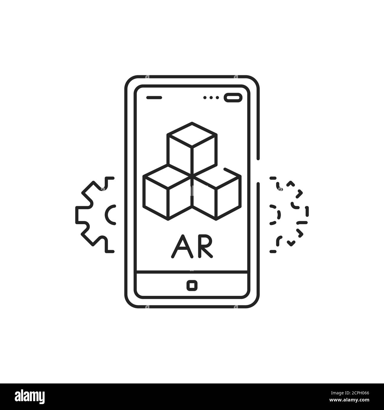 Icona della linea nera della piattaforma di visualizzazione 3D interattiva. Pittogramma per pagina web, app mobile, promo. Elemento di progettazione GUI UI UX. Tratto modificabile. Illustrazione Vettoriale