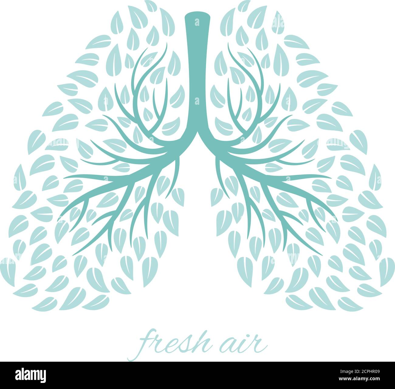 Polmoni con fogliame. Polmoni ecologici sani con foglie anti tuberculosis Concept illustrazione vettoriale Illustrazione Vettoriale