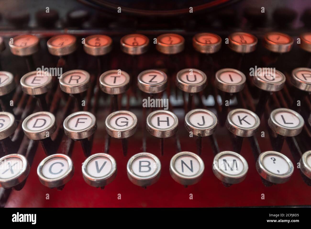 Macchina da scrivere, tastiera, lettere, icona immagine Foto Stock