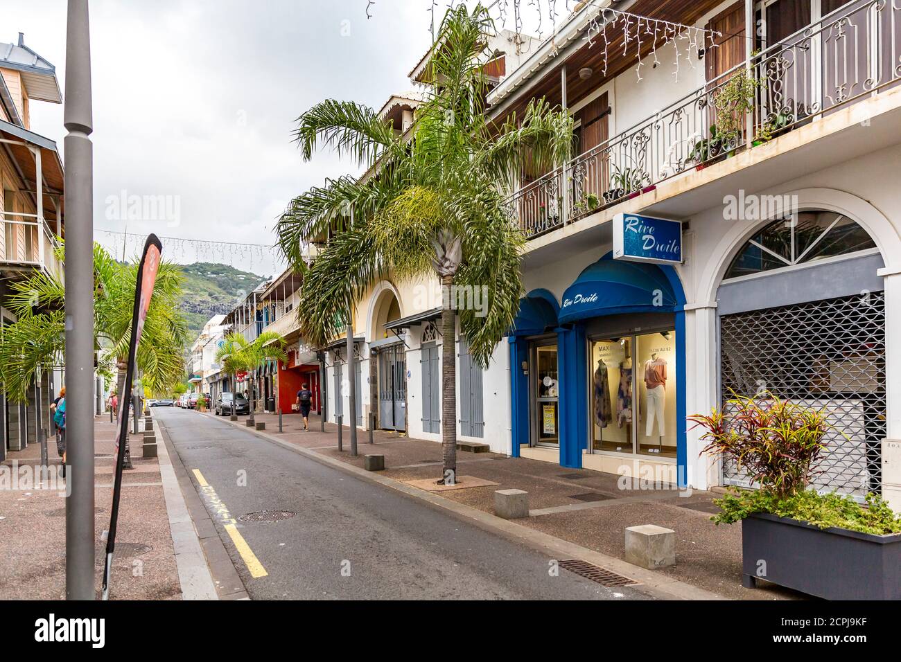 Case coloniali tipiche, Saint-Denis, Reunion Island, dipartimento francese d'oltremare, Oceano Indiano Foto Stock