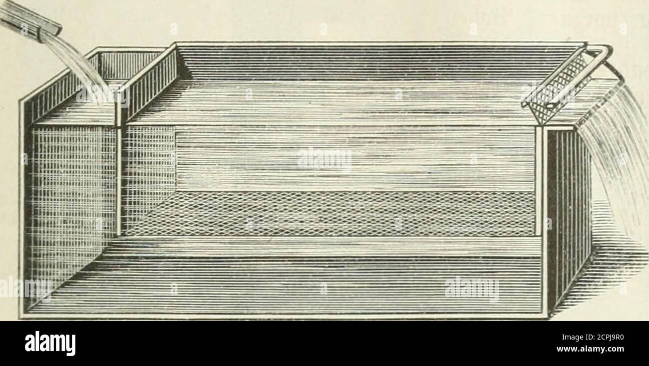. Allgemeine Encyklopädie der gesammten Forst- und Jagdwissenschaften. Unter Mitwirkung der bedeutendsten Fachautoritäten. ben, bie einzeln auf*einanbergcfe|t unb mit einer Seine überfdinürtroerben. 3)a3 ©aitge roirb in einen haften ge=fe|t, 11t roeidiem ber SSaffcreinflufä am Bobenunb Der SlbjIufS oben ift, bat fo? ba? ein-fließenbe SBaffer »on unten nadi oben burd)bit gan,5e Stalimenreibe gefjen muf§ unb biebarauf ausgebreiteten Gier befpült. Giubet öor ftifdläudjt. 573 unten fiarfe SBaffersufufjr ftatt, fo fönnen bie liier and) in bidere SC|tcr)ten gelegt roerben;le§tere§ führte nun gnr Go Foto Stock