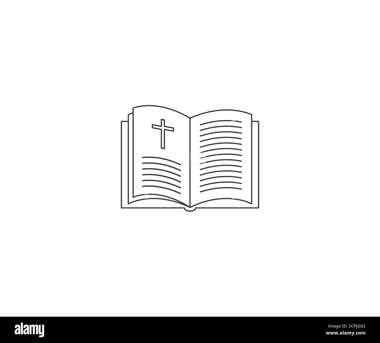 Bibbia, libro, croce icona. Illustrazione vettoriale, design piatto. Illustrazione Vettoriale