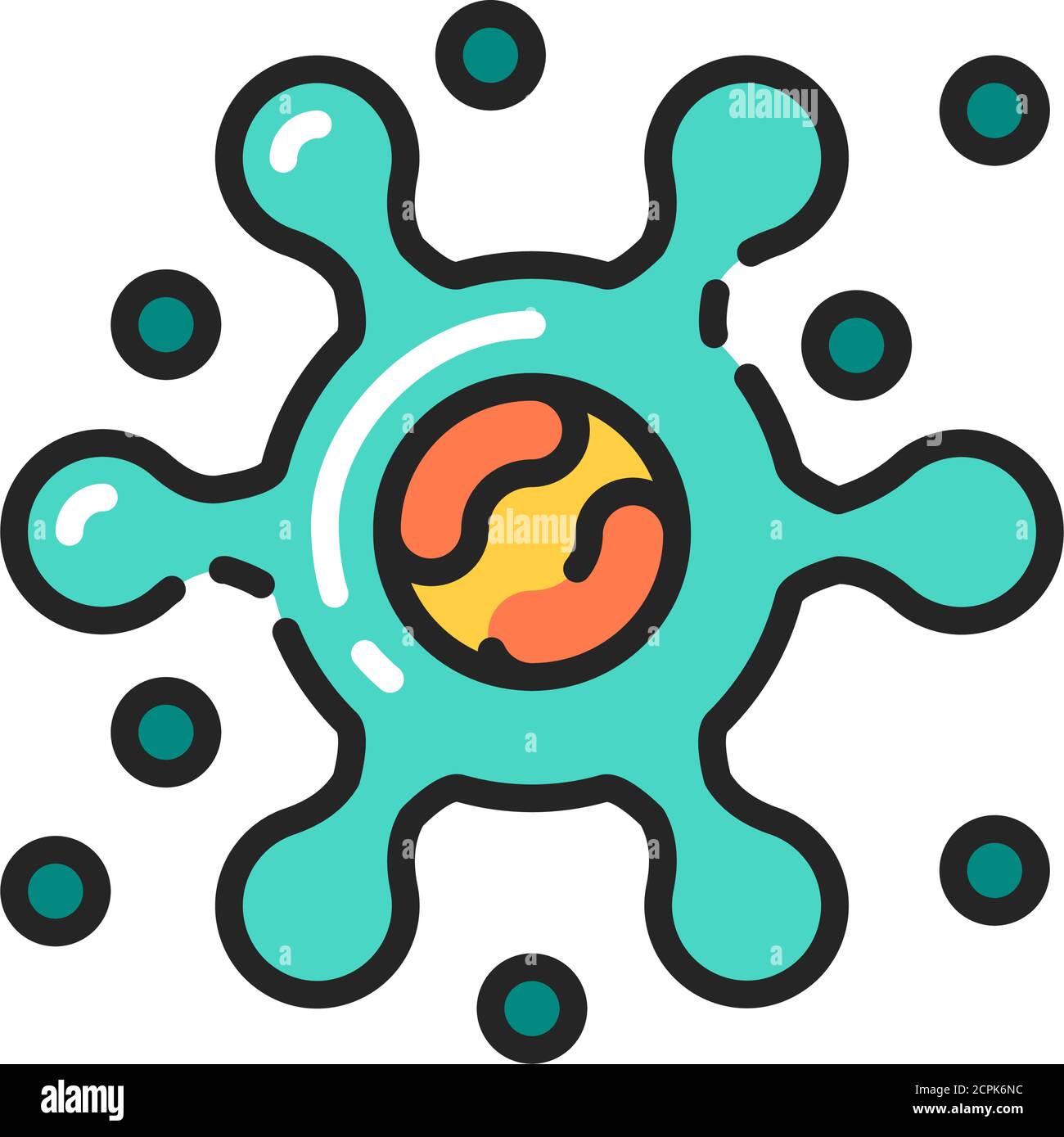 Icona della linea di colore del virus. Batteri, segno del microrganismo. Pittogramma per pagina web, app mobile, promo.tratto modificabile. Illustrazione Vettoriale