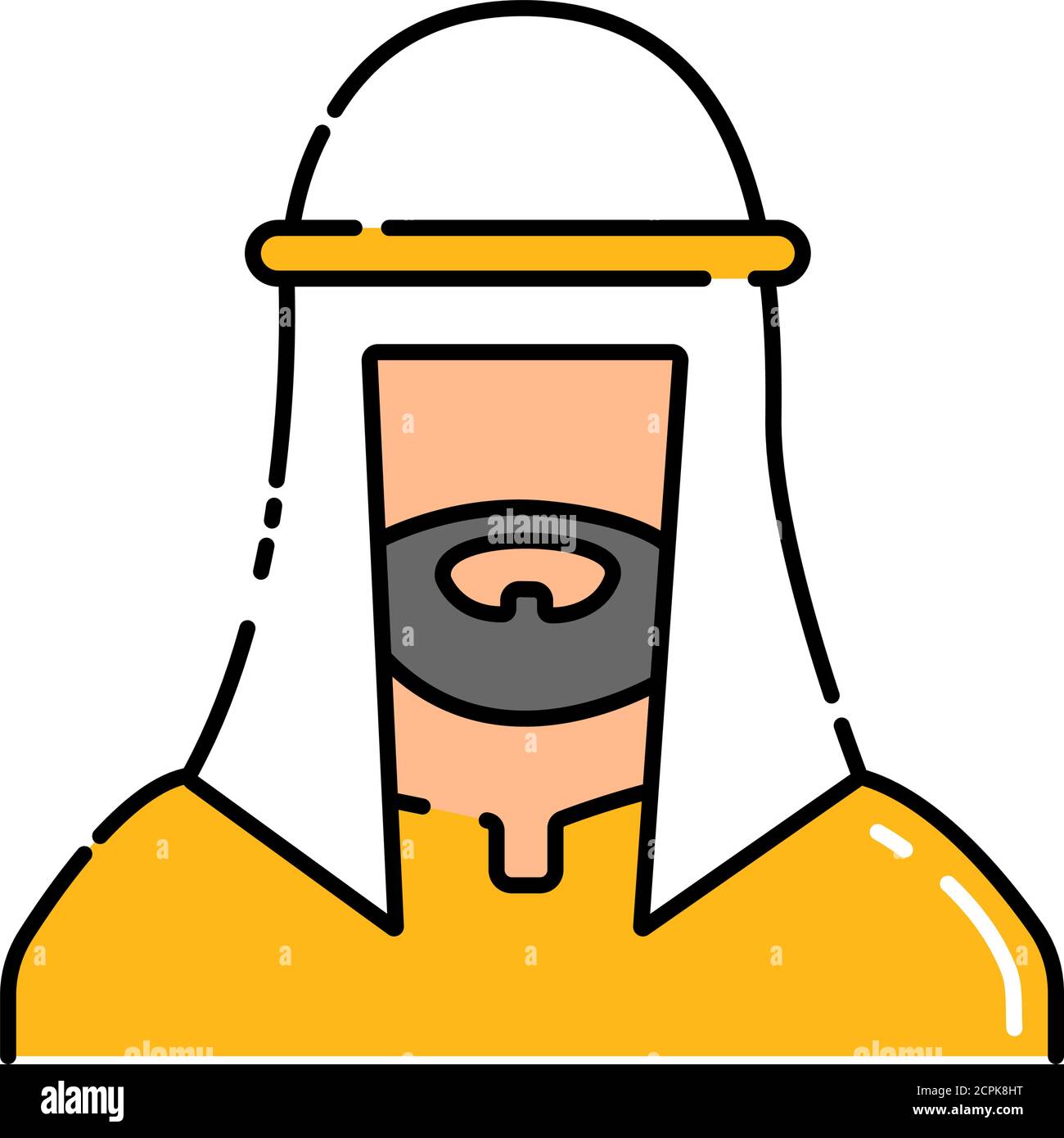 Uomo arabo in keffiyeh tradizionale musulmano icona della linea di colore. Pittogramma per pagina web, app mobile, promo. Elemento di progettazione GUI UI UX. Tratto modificabile Illustrazione Vettoriale