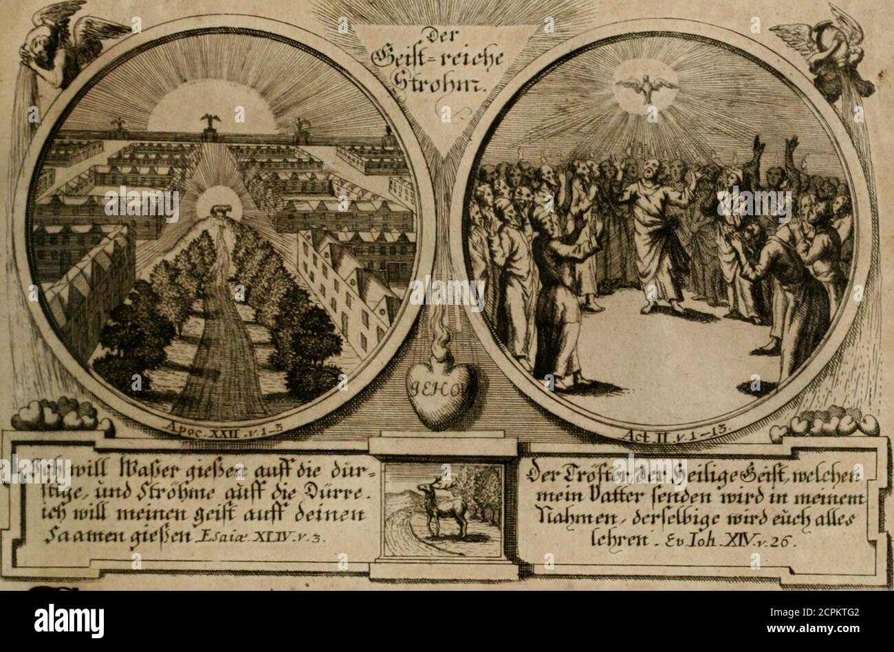 . Hundert sinn- und lehr reiche Vergleichungs-Sonnette uber die Sonn- und Fest-Tags-Evangelien, ingleichen die Apostel-Geschichte : uber welchen zugleich zwey hundert aus dem Alten und Neuen Testamento in Kupfer-Stierbaulich vorgestellte Bibliische Historien : Neber gehörigen «SÄac^SRenfct) oft pgen foüVte brückt und bueft er ftc&/ er fennt Die langen £4nbe/mit 9tad)e/toe il>t ©&b&b i beugt; i&b i beugt i beit tiöcöev) Foto Stock