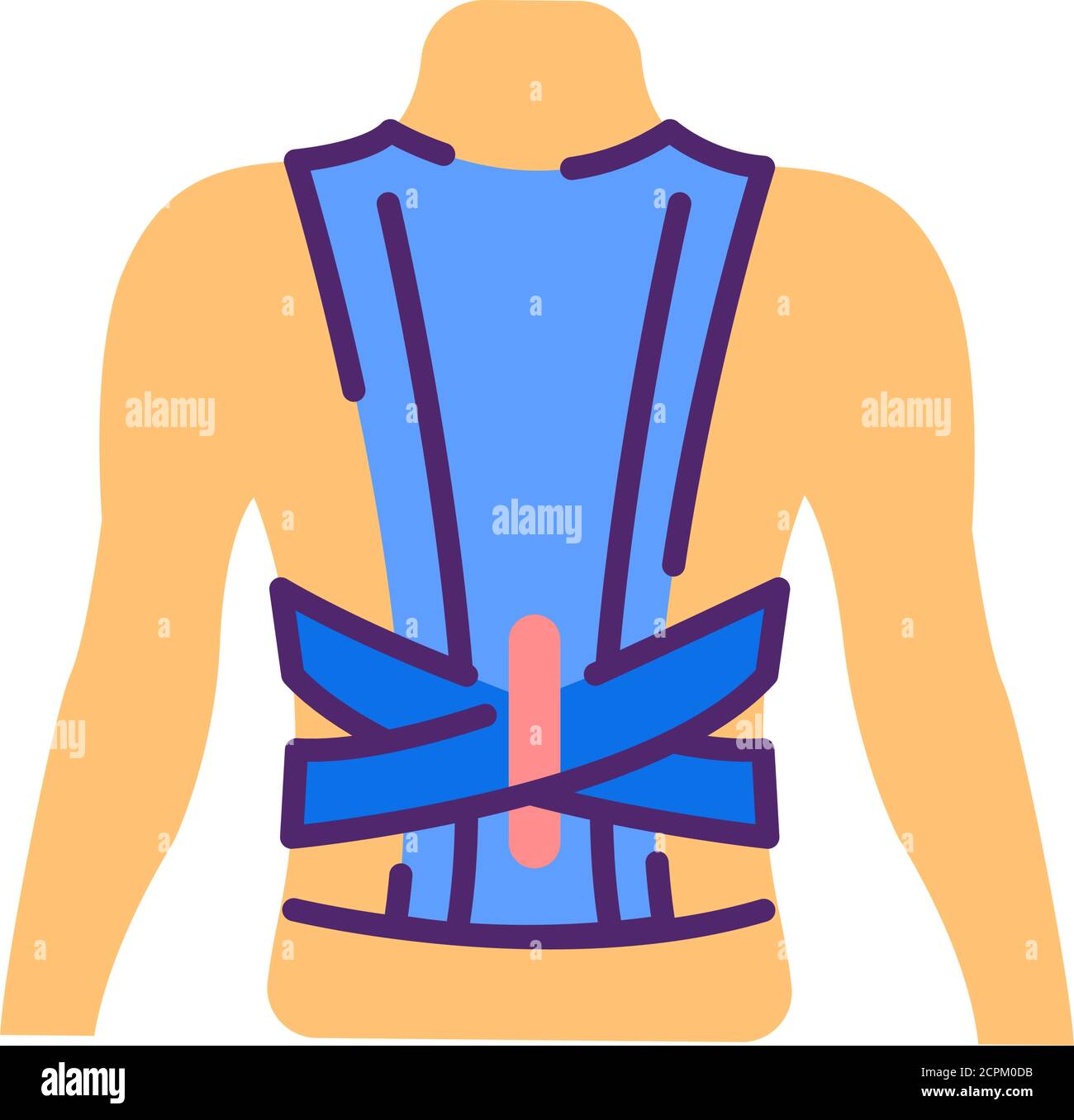 Icona del corset ortopedico a colori piatti. Correttore di postura