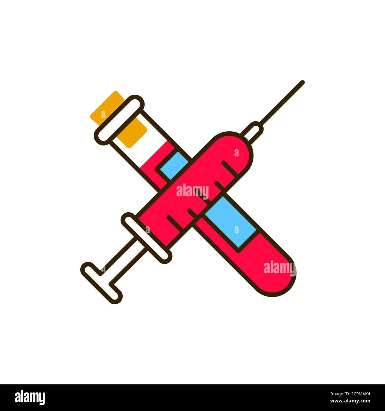 Icona della linea a colori dell'analisi generale del sangue. Concetto medico e scientifico. Diagnostica di laboratorio. Pittogramma per Web, app mobile, promo. Progettazione UI UX Illustrazione Vettoriale