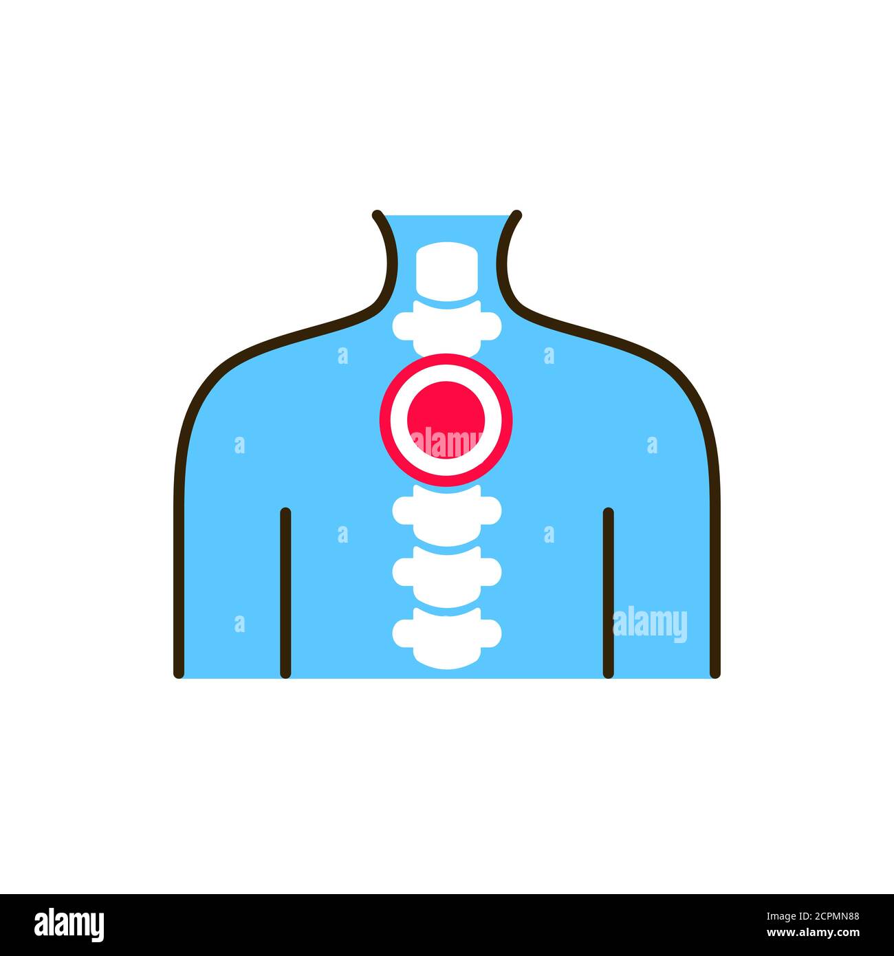 Icona del colore della linea dell'artrite toracica. Infiammazione articolare. Accedi alla pagina Web, all'app mobile, al pulsante, al logo. Tratto modificabile. Illustrazione Vettoriale