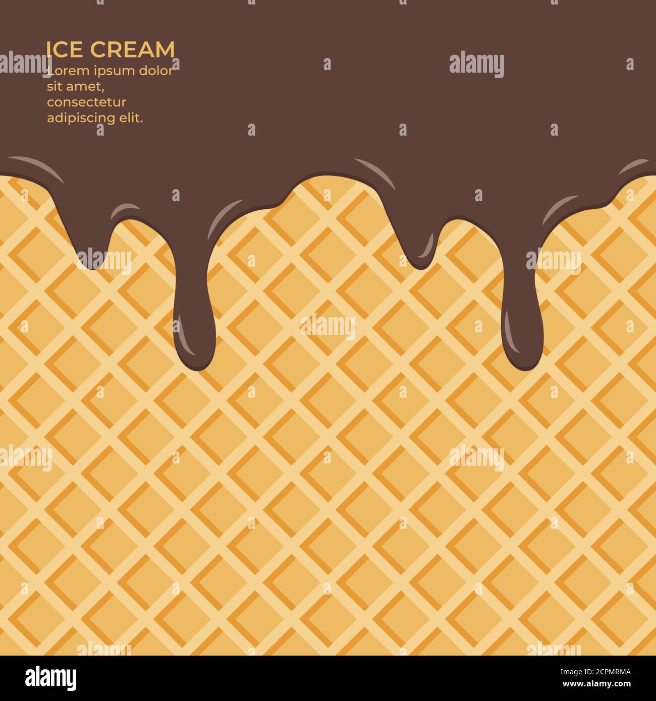 Dolce colore glassa su wafer texture dolce cibo vettore sfondo astratto. Sciogliere il gelato glassante con un motivo senza cuciture. Modificabile - facile modifica del colore Illustrazione Vettoriale