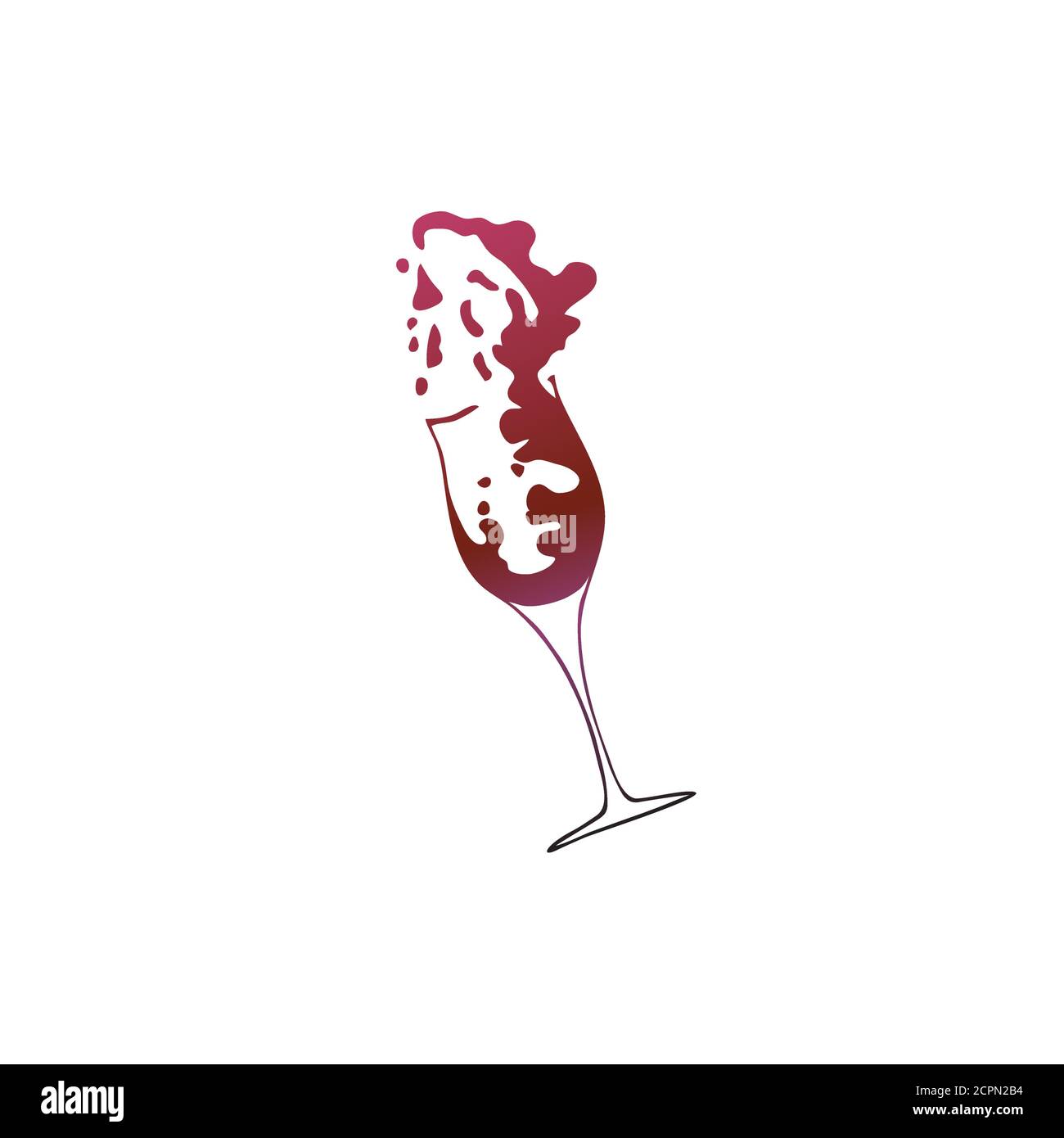 Illustrazione vettoriale di un bicchiere con spruzzi di vino. Schizzo degli occhiali nei colori di sfumatura Illustrazione Vettoriale