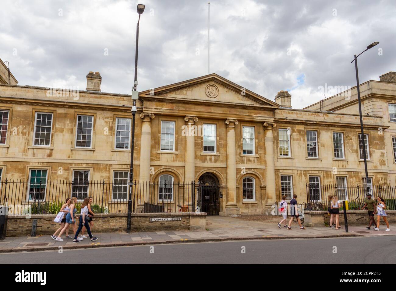 Ingresso di St Andrews Street all'Emmanuel College, all'Università di Cambridge, Cambridge, Cambridgeshire, Regno Unito. Foto Stock