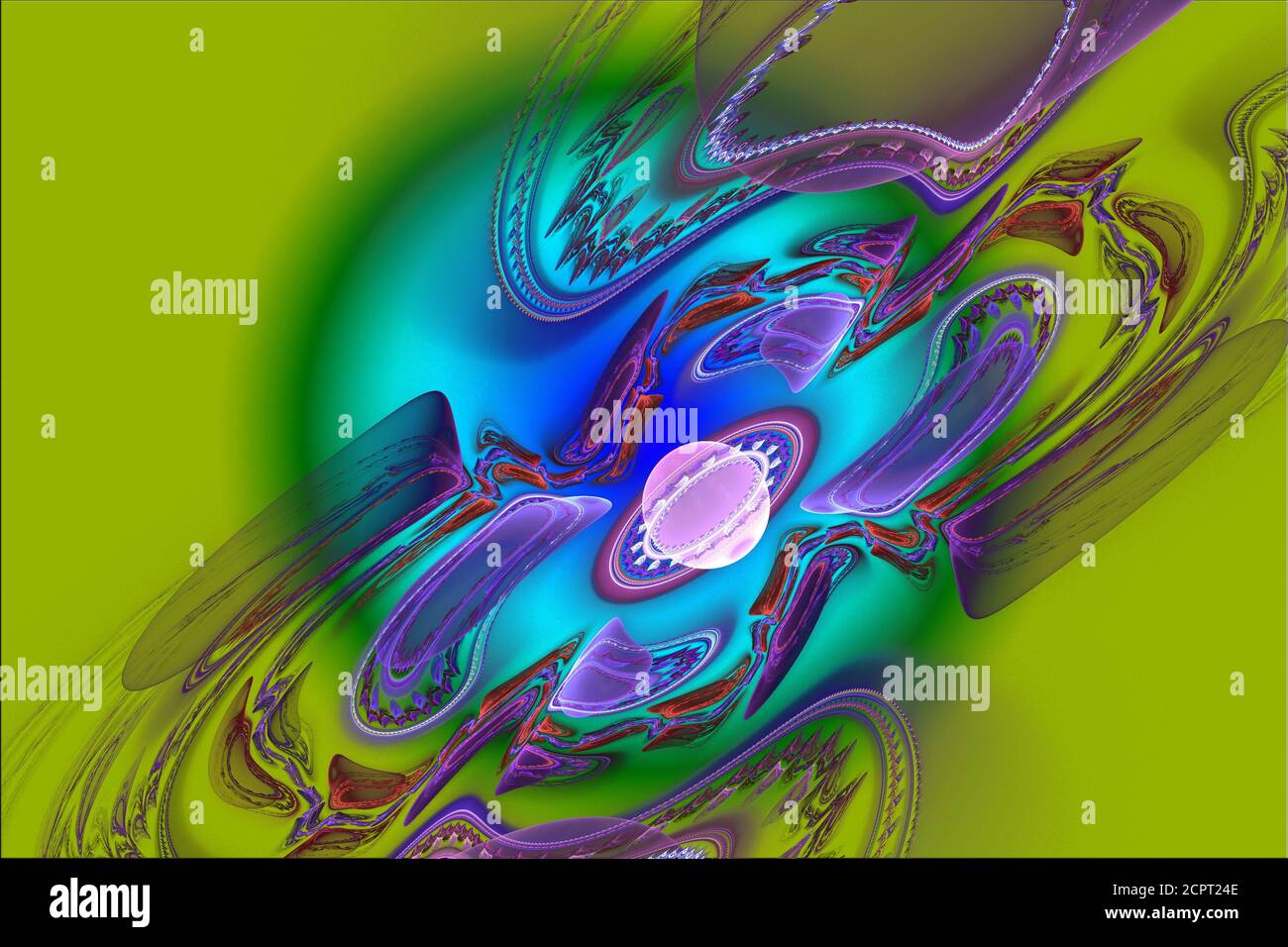 Disegno geometrico frattale verde Illustrazione fisica UV Neon Astrofisica Foto Stock