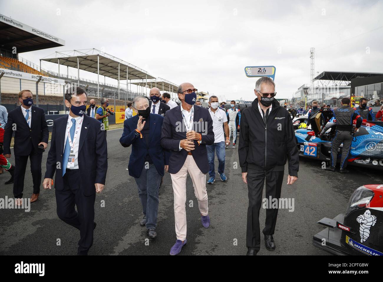 Le Mans, Francia. 19 settembre 2020. Pierre Fillon, Richard Mille, Jean Todt e Carlos Tavar..s durante la 2020 24 ore di le Mans, 7° appuntamento del Campionato Mondiale FIA Endurance 2019-20 sul circuito des 24 Heures du Mans, dal 16 al 20 settembre 2020 a le Mans, Francia - Foto Frederic le Floc'h / DPPI Credit: LM/DPPI/Frederic le Floc H/Alamy Live News Foto Stock