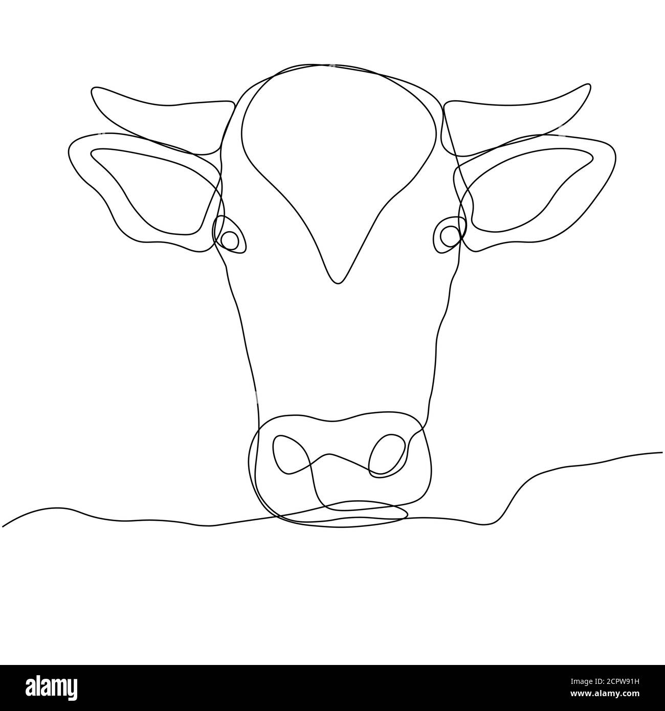 Disegno continuo di un toro simbolo di 2021. Cartolina in una riga. Elemento vacanza per perdite, calendari. Illustrazione vettoriale... Illustrazione Vettoriale