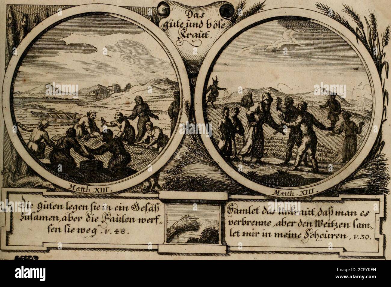 . Ges und Seine Kirche aus denen Sonn- und Fest-Tags-Evangelien : so auch aus denen Apostel-Geschichten, in Hundert ... Sonnetten ... betrachtet ... . Evang.Matth.XID.v.24.-50.. te f ivc|)ai€crei)l mat m mm gut/lin guter ©dcmann i|i t)e§ m0)m @o[)n au nennen/Hen eaamen/fo er fdet/mu^ man für mt erfennen/ ffie/da dag öenn^^(auc(r) UNF^^(r) «^t/II^enn&er3Bä(^terf(l)läffit/5a^e§t)er3:e«ffelt^ut/^er|aet§:@omui^maniI)mt>en3Ba(l)§tl)umnic^ti)erö6n^atil(;gntcgifcl)e|LNE> ö«^nu^§^^nti§^nti. iinrö^nti^nti^nti Foto Stock