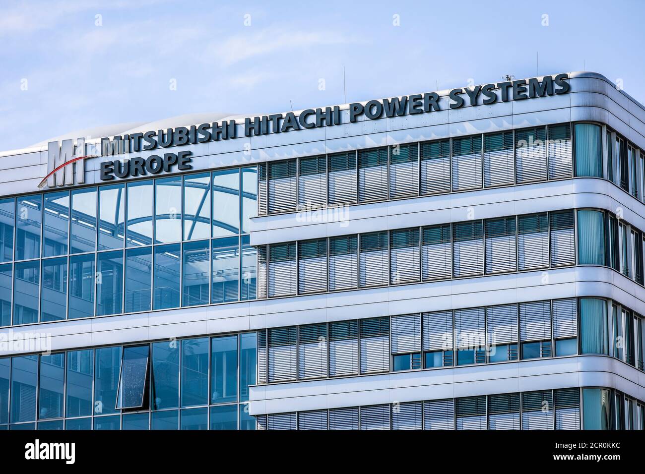 Mitsubishi Hitachi Power Systems Europe, edificio di uffici nel porto interno di Duisburg, zona Ruhr, Nord Reno-Westfalia, Germania Foto Stock
