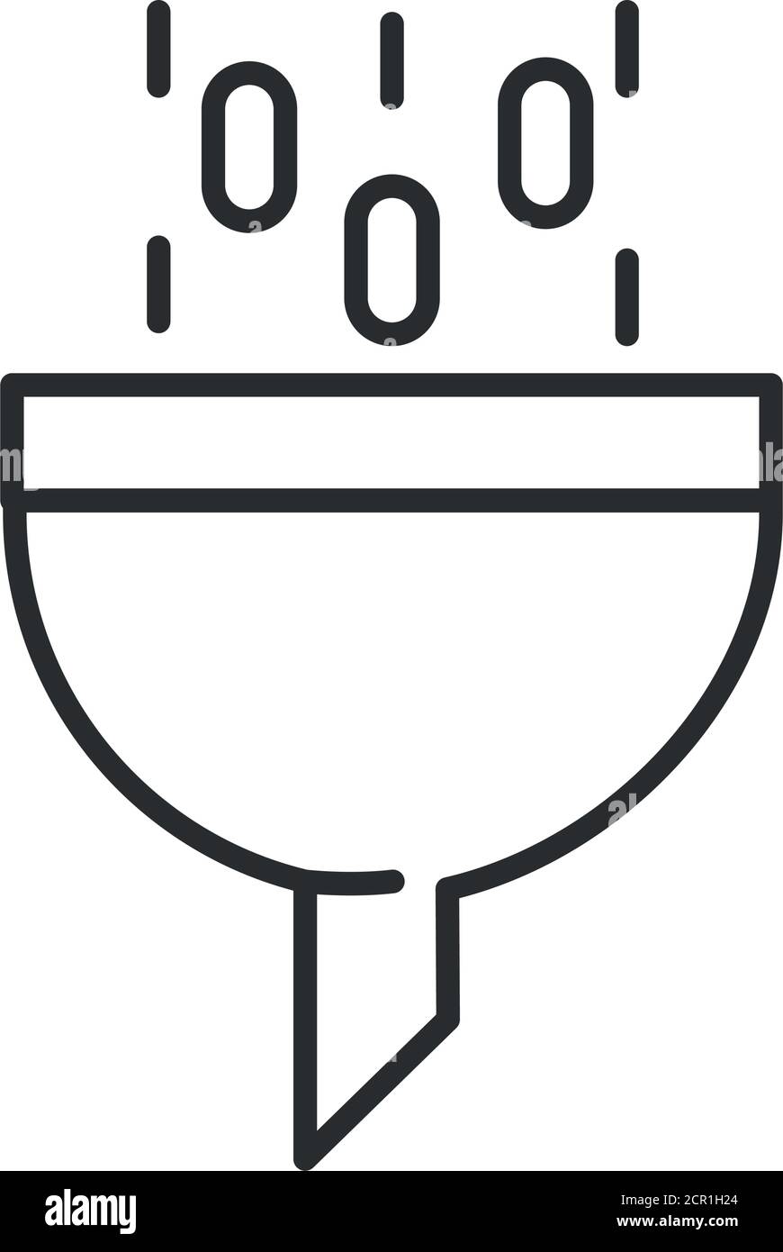 analisi dei dati, filtro informazioni imbuto icona della linea di illustrazione vettoriale digitale binaria Illustrazione Vettoriale