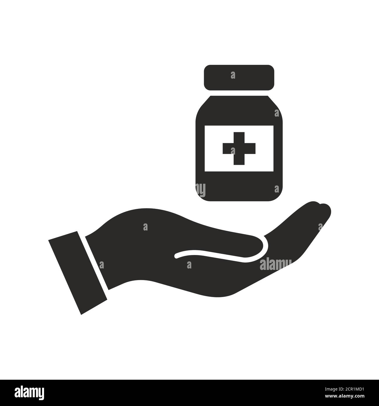 Icona del flacone di medicinale. Medicamento. Farmacia. Icona vettoriale isolata su sfondo bianco. Illustrazione Vettoriale