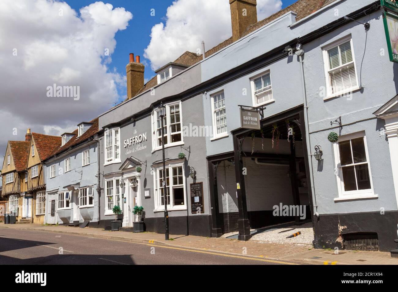 L'hotel Saffron Suite and Kitchen è situato in un edificio del XVI secolo a Saffron Walden, Essex, Regno Unito. Foto Stock