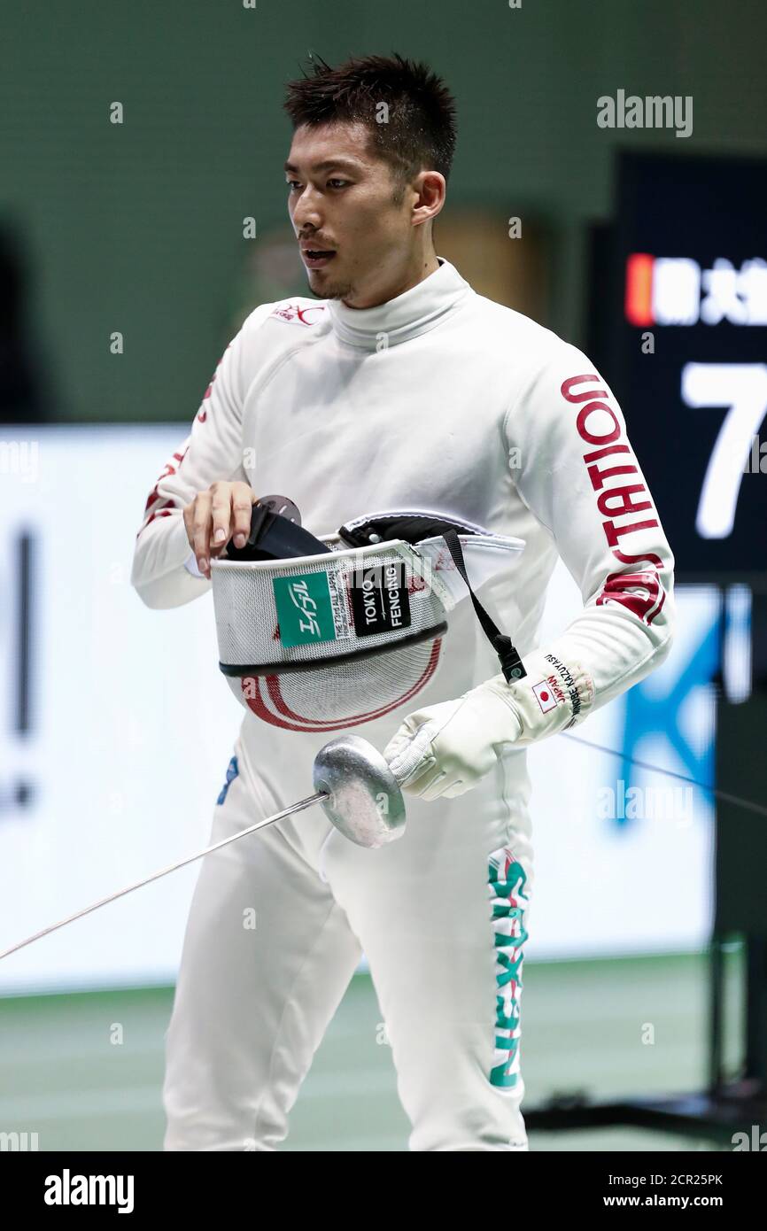 Tokyo, Giappone. 19 Settembre 2020. Kazuyasu Minobe è visto durante il 73mo Campionato tutto Giappone di scherma preliminari EPEE per uomini al Komazawa Olympic Park Gymnasium. Credit: Rodrigo Reyes Marin/ZUMA Wire/Alamy Live News Foto Stock