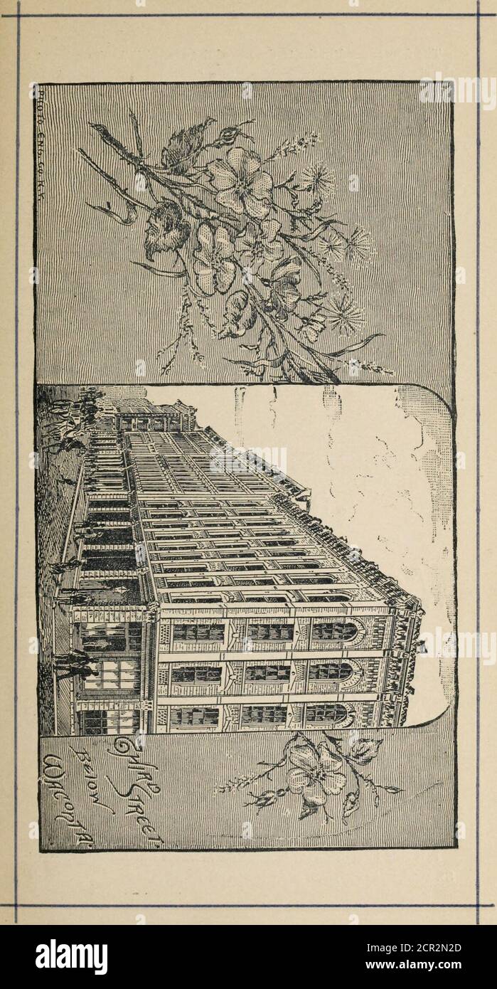. Saint Paul e la Ferrovia del Pacifico del Nord: Grande apertura, settembre 1883 . s grossisti proprio a San Paolo, è 1861. In un primo tempo venivano visitati clienti nazionali e piccoli mercanti, indotti ad acquistare qui■invece che a Galena. Poi St. Louis è entrato nel campo con una concorrenza più grande e pericolosa, e la maggior parte del commercio è andato thither. Con l'apertura della comunicazione per ferrovia, nel 1867-8, Vith l'est, Chicago ha preso il posto di St. Louis; ma anno dopo anno da quel tempo nuove aziende all'ingrosso sono state aggiunte a quelle esistenti alreadyin qui, e il commercio della vasta nuova regione BE Foto Stock
