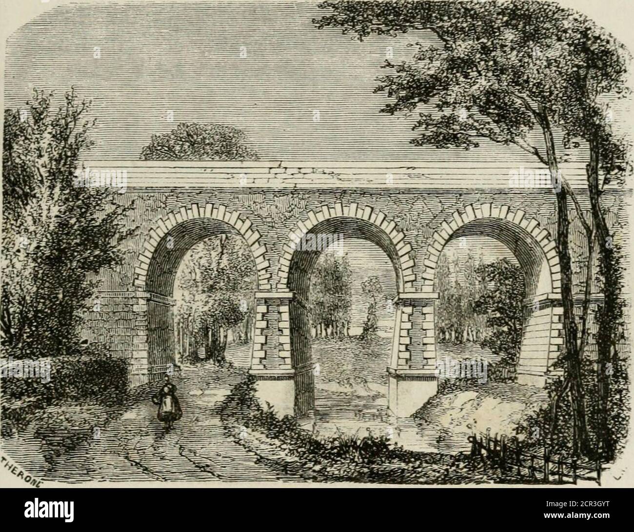 . Les chemins de fer . Fig. 55. à Pont biais près la gare de Rambouillet. ble, comme le pont maçonnerie trois arches, sur lequel le chemindOrléans franchit la rivière de lYvette ; ouvragesen à ou ponts métalliques sont égalconstrutits avec soin, toutes les fooursoutout quilsont   la voavelle et la voavelle. Voyez Maintenant ifig. 55) ce beau pont qui relie,entre Tarascon et Beaucaire, les deux rives du Rhône.il donne passage à lembranchement de ^îmes, avec laligne de Lyon à la Méditerranée. IMIEMIERE PARTIE. L. VOIE. 107 CEST ce quon pourrait appeler un pont mi Foto Stock