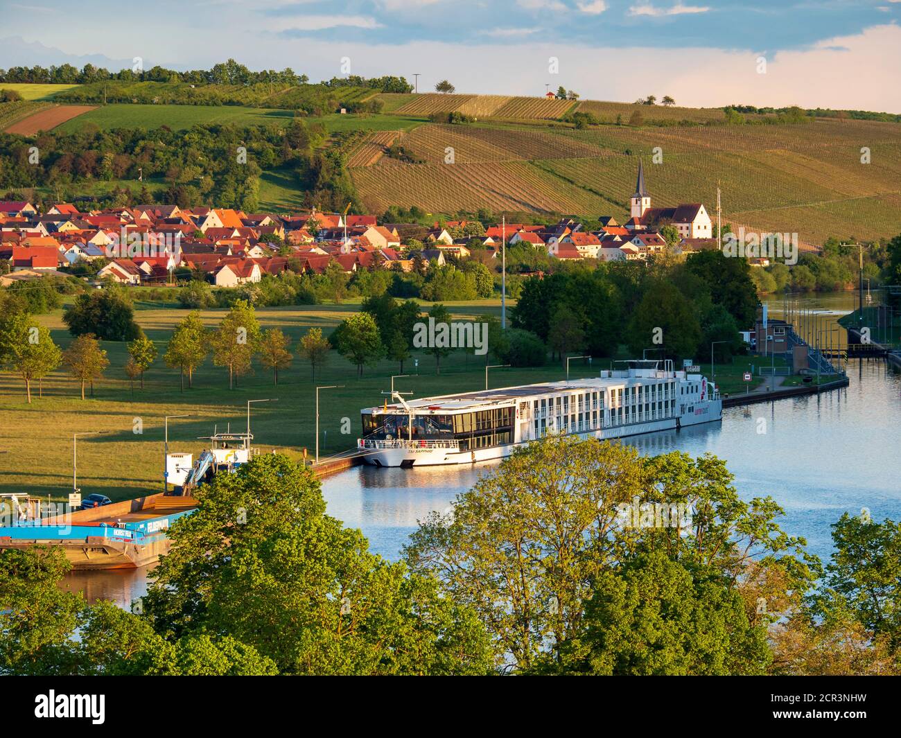 Paesaggio e vigneti vicino a Wipfeld, Schweinfurt distretto, bassa Franconia, Franconia, Baviera, Germania Foto Stock