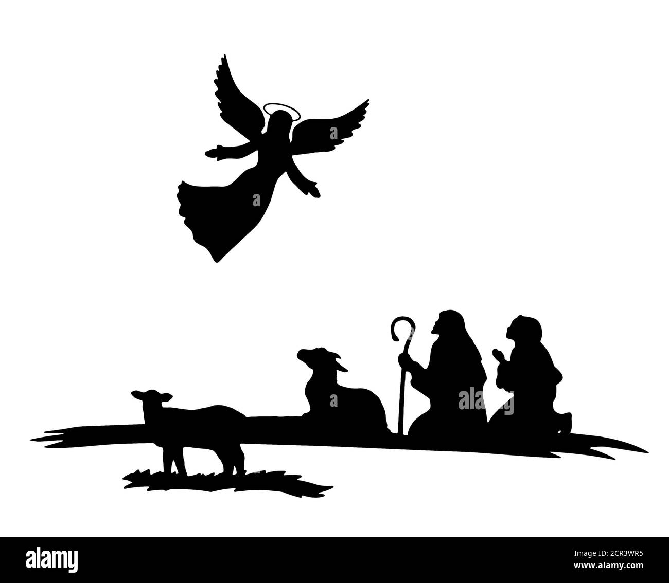 Shepherds silhouette , angeli Foto Stock