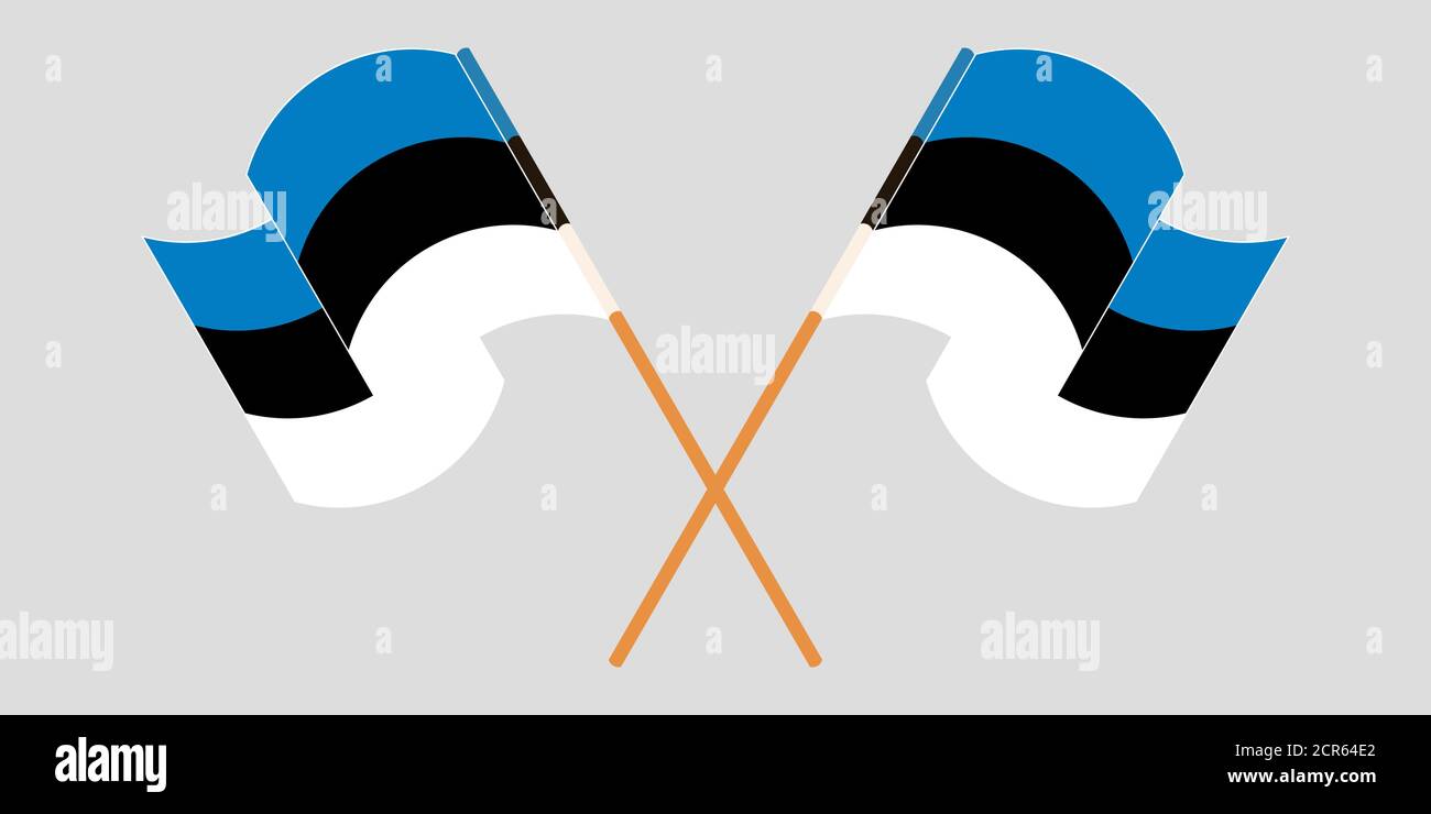 Bandiere incrociate e sventolanti dell'Estonia. Illustrazione vettoriale Illustrazione Vettoriale
