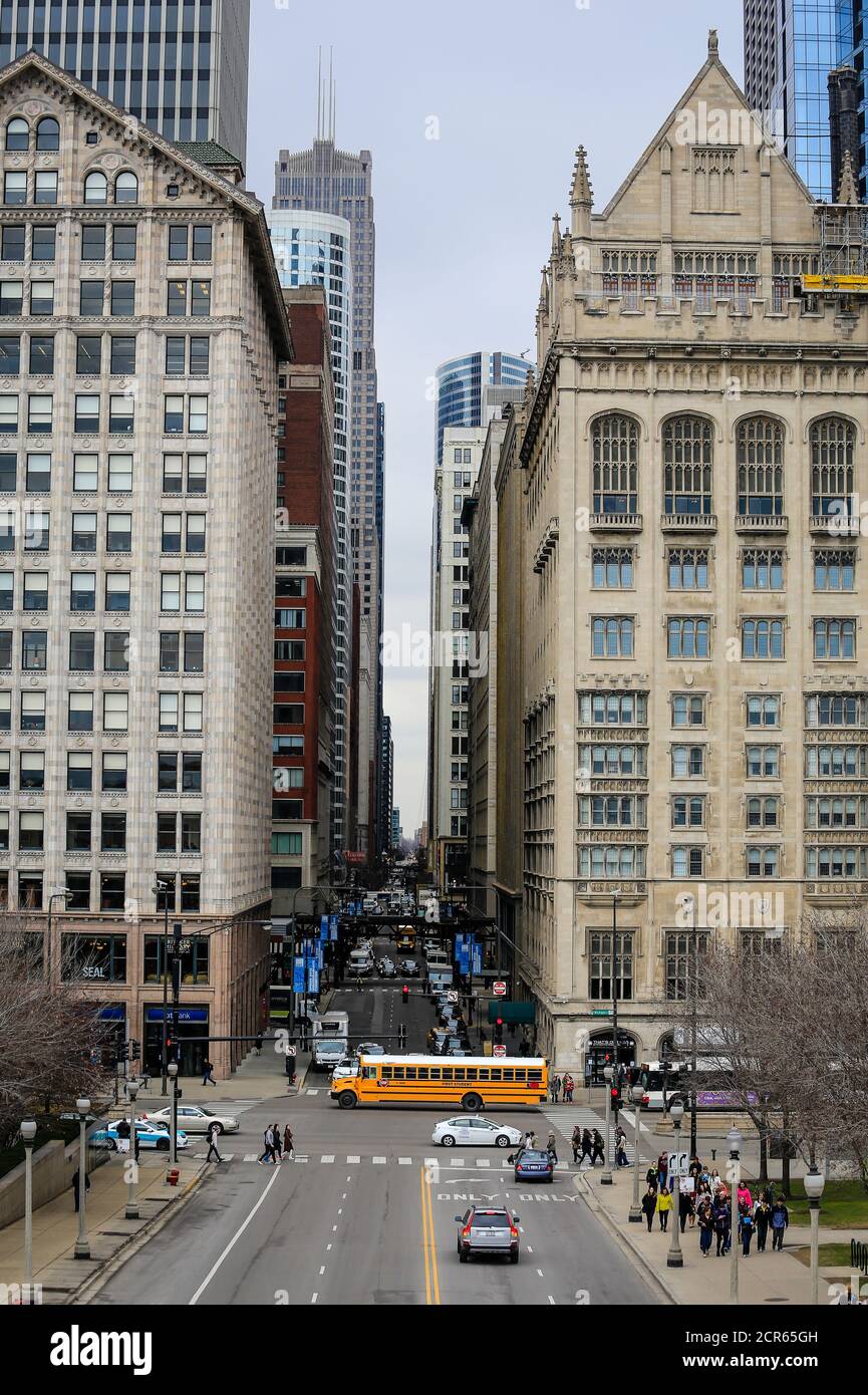 Paesaggio urbano, The Loop, Città, Chicago, Illinois, Stati Uniti, Nord America Foto Stock