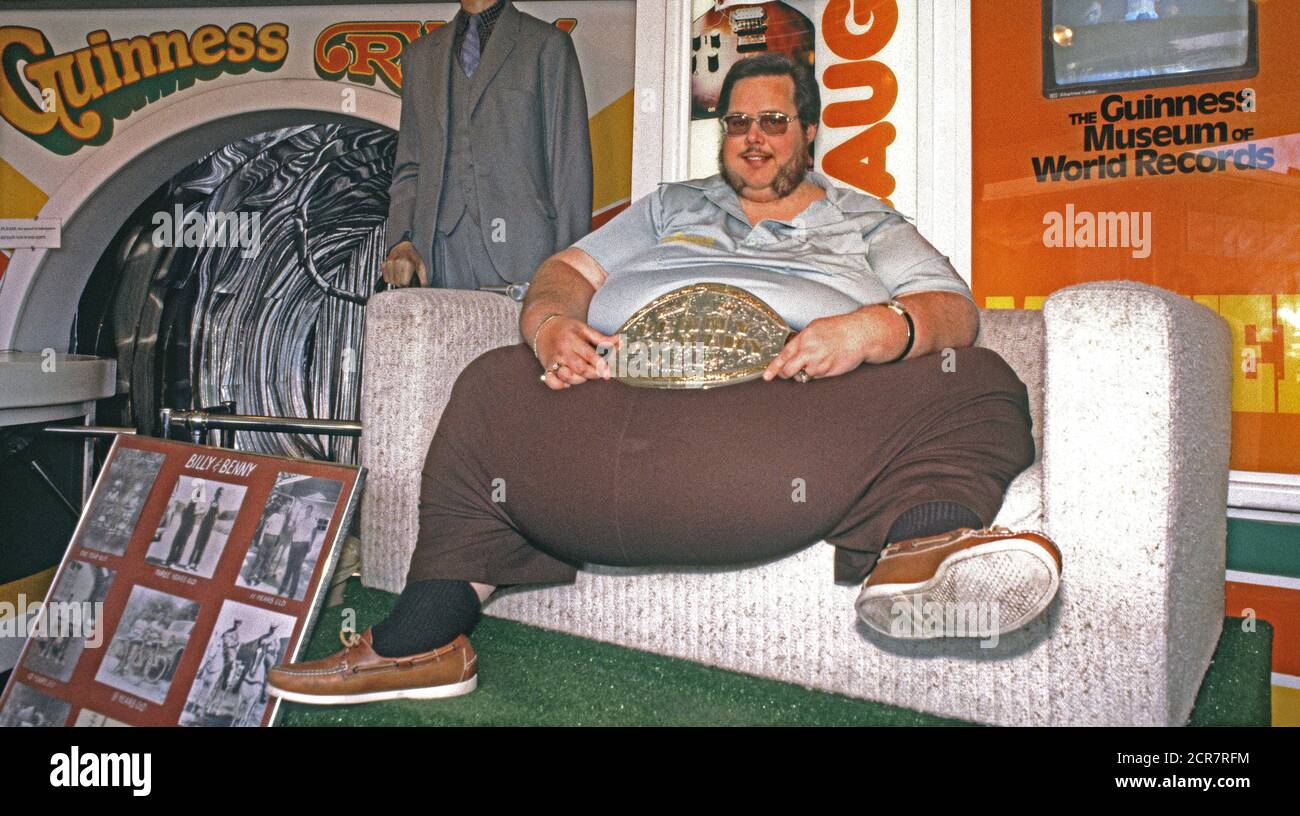 Benny McGuire, Guinness, Museum, Worlds Heavier twin, World Records, Fisherman's Wharf, San Francisco, California, USA; American, 1982, 80s, 1980, Foto Stock