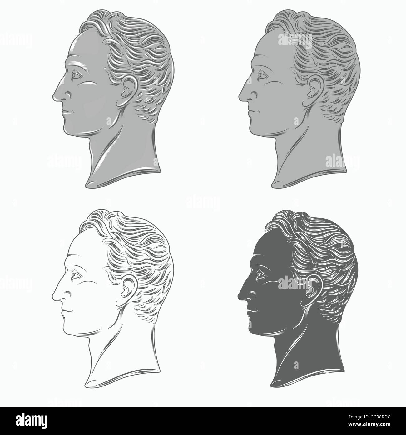 Disegno vettoriale del profilo busto Simon Bolivar liberatore del Venezuela, che appare in valuta e banconote. Illustrazione Vettoriale
