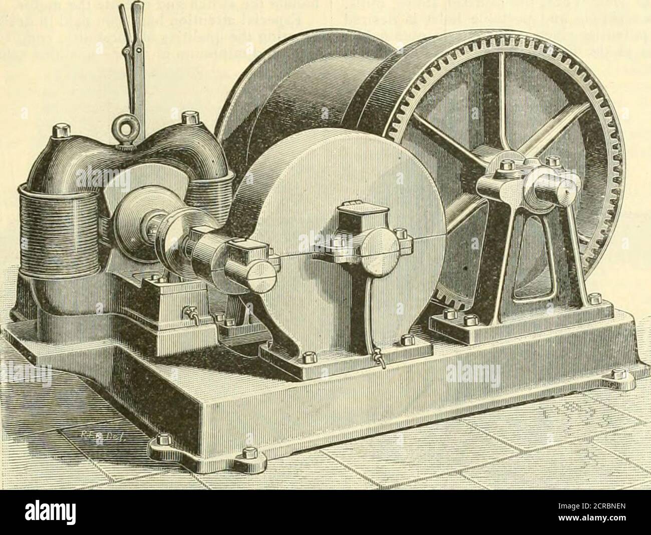 . La ferrovia e diario di ingegneria. Curve e gradi fino al 10 per cento. L'azienda ha complessivamente vetture 2S, 15 dotate di motori Sprague, 13 con il Thomson-Houston, e 3 con il Van de Poele. Su queste linee il numero di passeggeri auto-ried è in media di circa 175,000 mont_hIy, e in occasione di occasioni speciali dal 15,000 al 20,000 sono stati trasportati in un giorno. Il servizio ordinaryduty di un'auto è di circa 100 miglia al giorno. Il sistema in uso è il cavo overhead, il cavo di alimentazione essendo portato sopra la traccia Vol. LXIII, No. II] GIORNALE TECNICO. 529 su staffe sospese da fili trasversali allungati da p. Foto Stock
