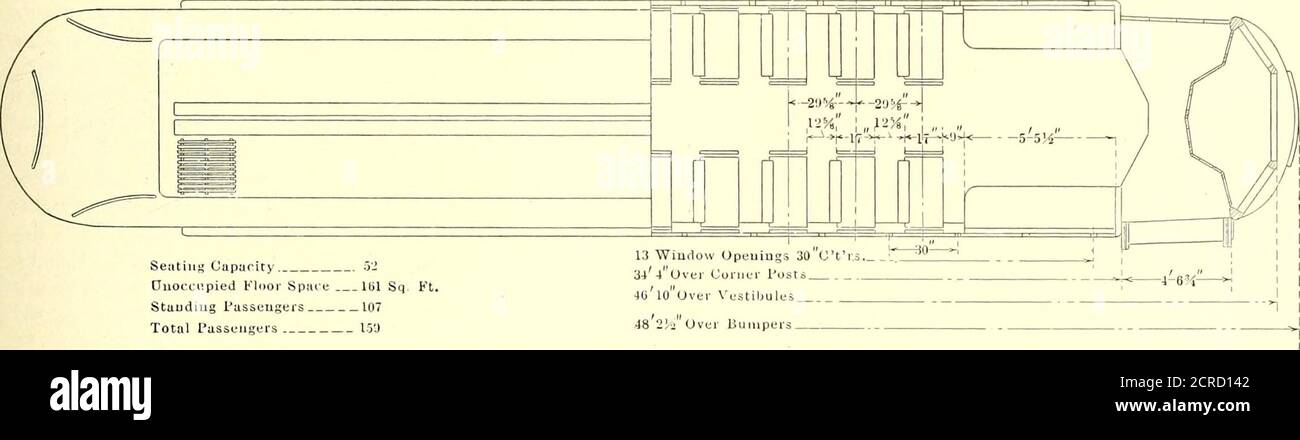 . Giornale ferroviario elettrico . o telaio che sono disposti scivolando in una tasca di coperta inferiore nel tetto e in una tasca sul lato della macchina. La parte esterna della guida del finestrino deve essere dotata di lamiera d'acciaio in un unico pezzo continuo per tutta la lunghezza dell'auto. Ci saranno anche piastre in lamiera d'acciaio ad angoli. Lo spazio pubblicitario deve essere fornito su finestre che si estendono per tutta la lunghezza della vettura, sulle paratie terminali esulla parte esterna delle testate sopra le porte della cabina dei motorman.la centralina, la valvola del freno e gli altri accessori sono fissati a un angolo di 2^-in. X 2-in. Che si estende intorno alla parte anteriore di eachvesti Foto Stock