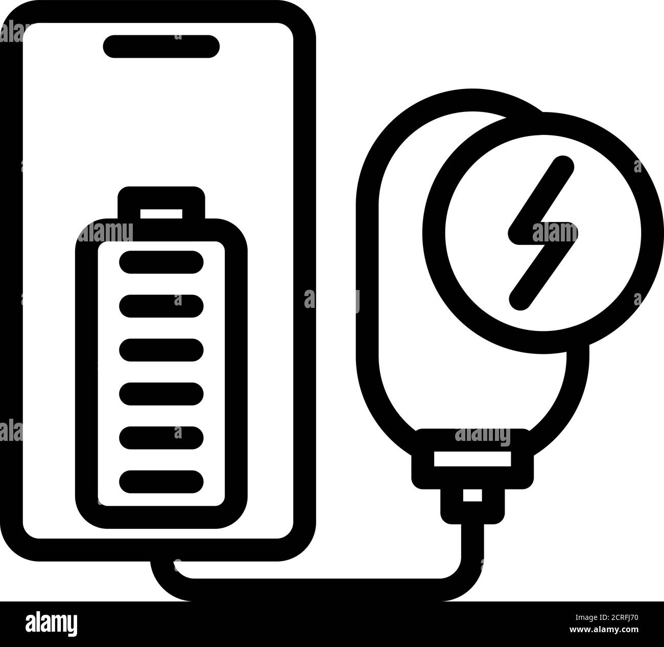 Icona del power bank di carica completa, stile profilo Illustrazione Vettoriale