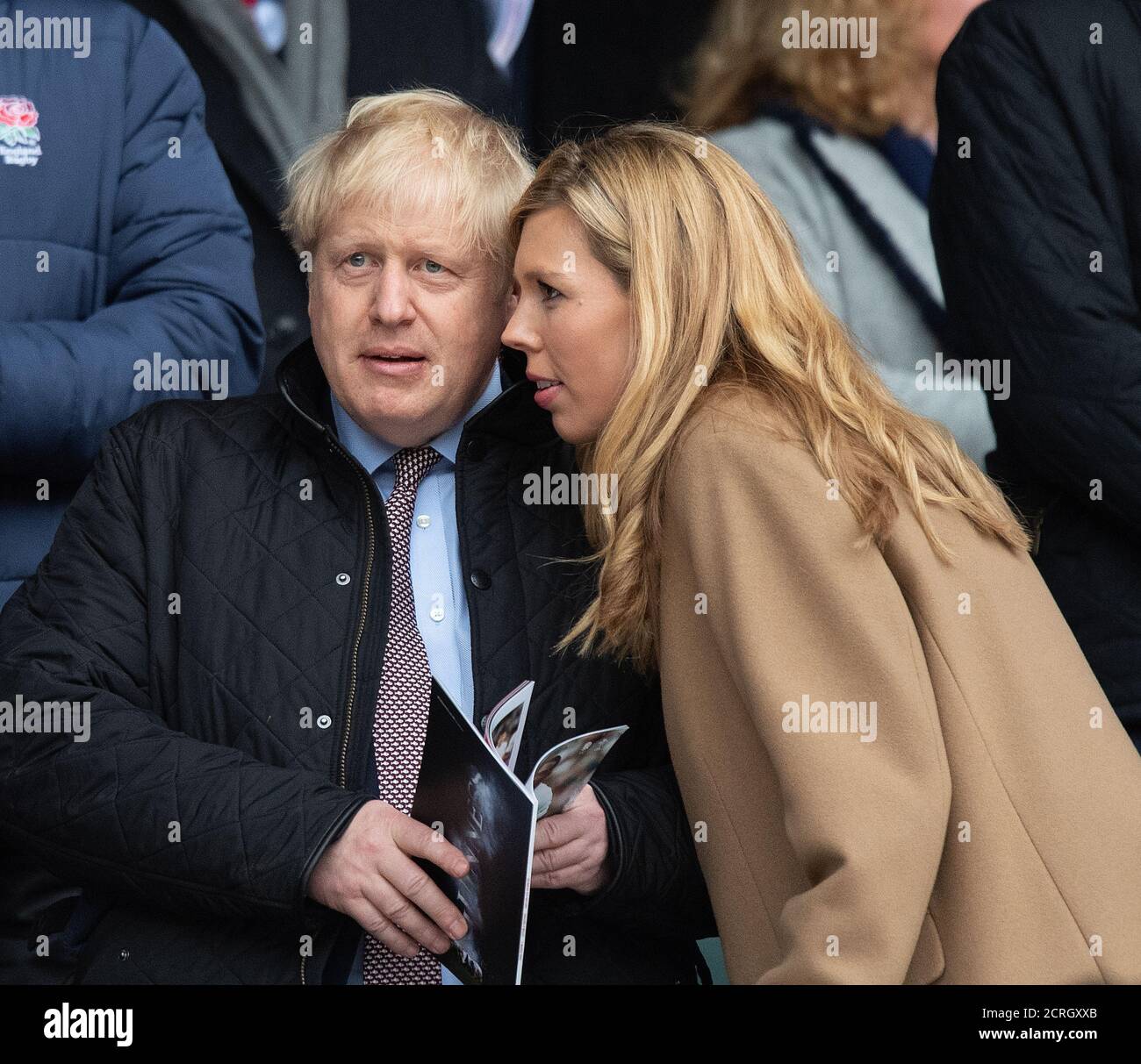 Primo Ministro Boris Johnson e Fiance Carrie Symonds a Twickenham. Inghilterra / Galles. 7/3/2020. PHOTO CREDIT : © MARK PAIN / ALAMY STOCK PHOTO Foto Stock