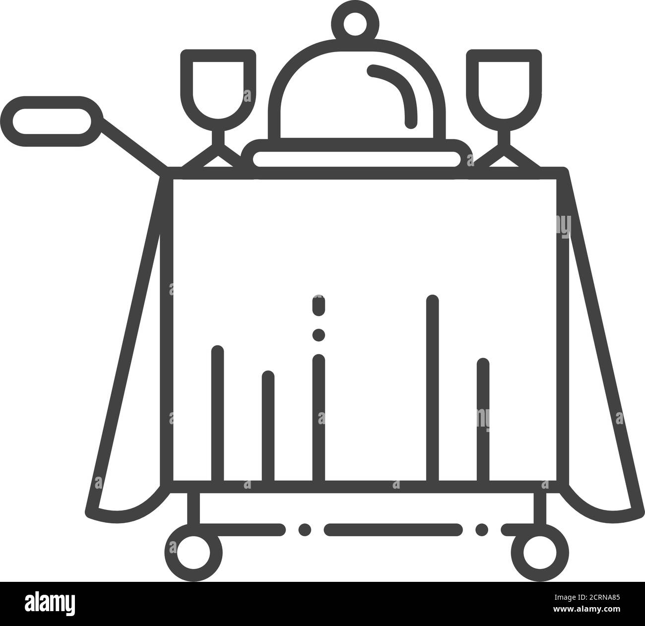 Icona della linea nera del cibo nella stanza. Simbolo del servizio di pulizia dell'hotel. Colazione, pranzo, cena. Servizi dell'hotel. Pittogramma per pagina web, app mobile, promo. INTERFACCIA UTENTE Illustrazione Vettoriale