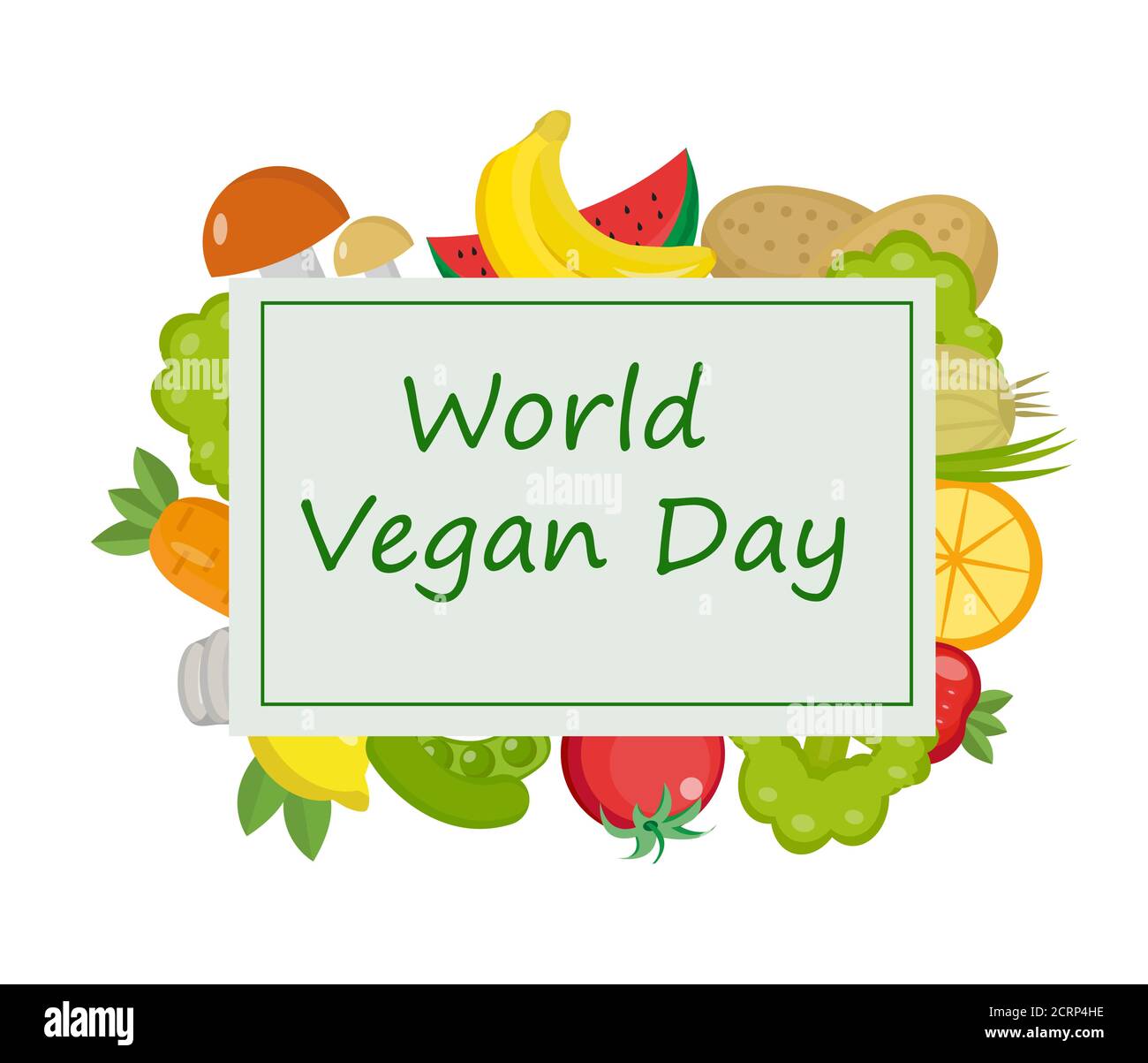 Giornata mondiale di Vegan. Verdure e frutta, cibo sano, perdita di peso, modello di concetto di cibo grezzo. Illustrazione vettoriale Illustrazione Vettoriale