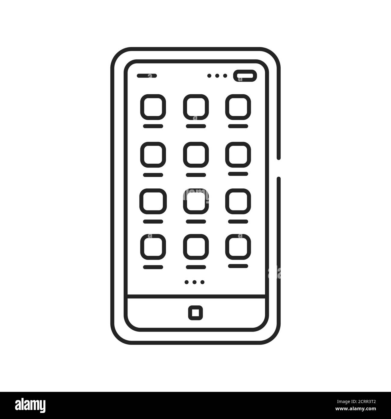 Icona della linea nera del design dell'interfaccia utente mobile. Processo di creazione di interfacce in software o dispositivi computerizzati. Pittogramma per pagina web, app mobile, promo. UI UX Foto Stock