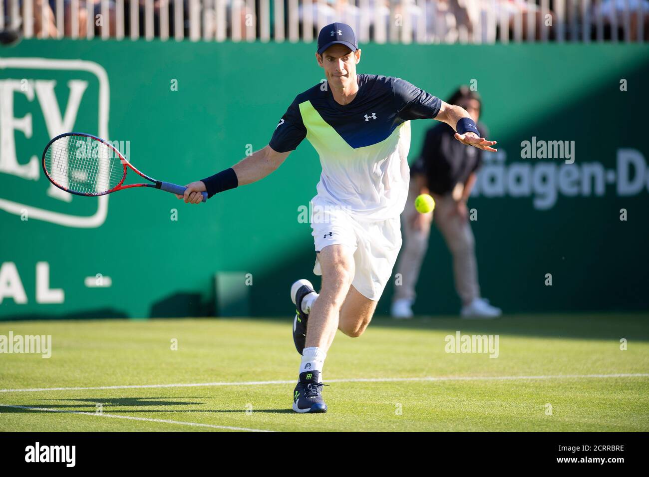 Andy Murray in azione. Andy Murray v Stan Wawrinka Mens First Round - Nature Valley International PHOTO CREDIT : © MARK PAIN / ALAMY Foto Stock