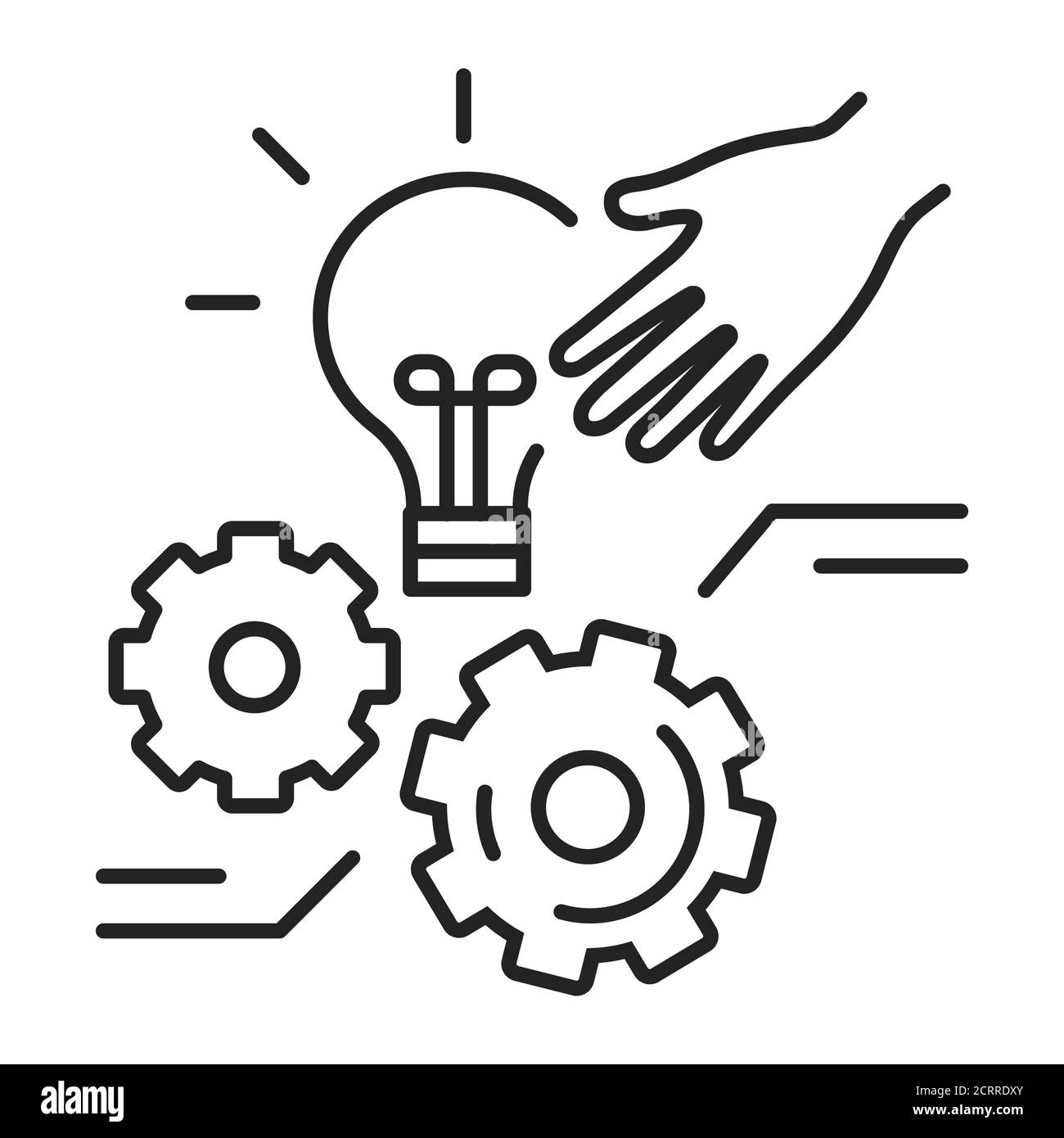 Identificare le possibili soluzioni icona linea nera. Risolvere un problema o affrontare una situazione difficile. Pittogramma per pagina web, app mobile, promo. UI UX Illustrazione Vettoriale