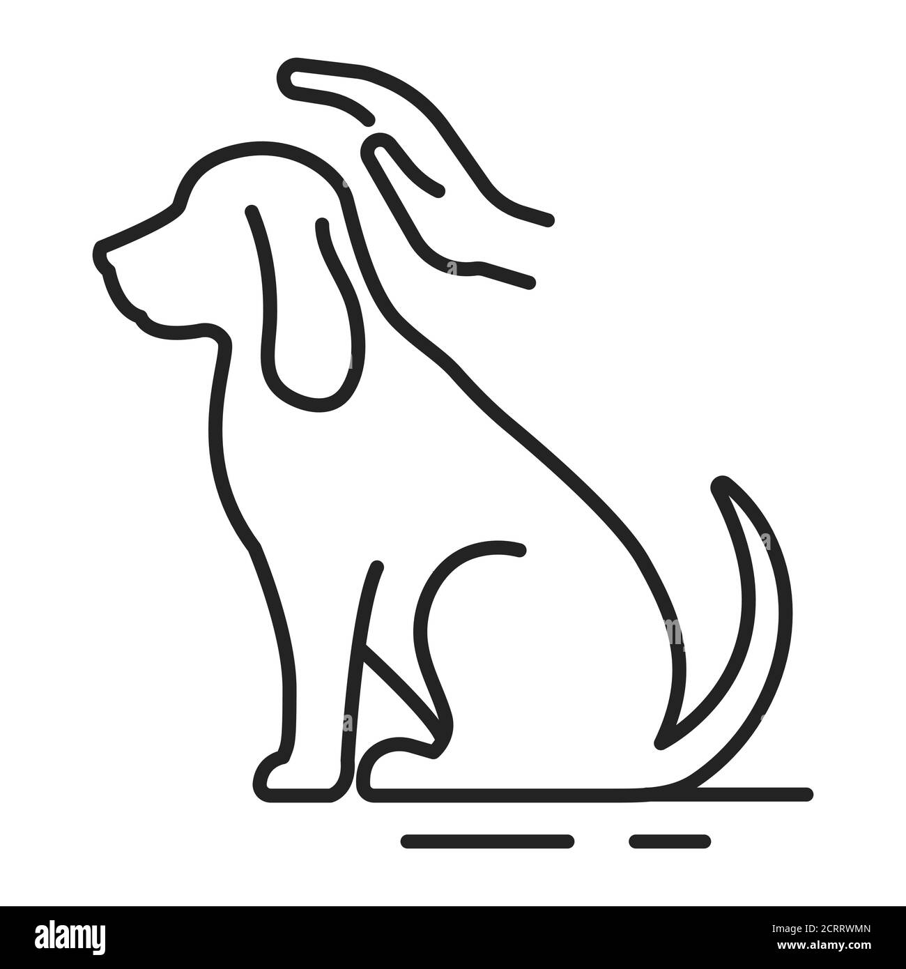 Icona della linea nera per la cura del cane. Migliorare la vita dei cani. Azioni mirate alla loro cura. Pittogramma per pagina web, app mobile, promo. Elemento di progettazione GUI UI UX Illustrazione Vettoriale