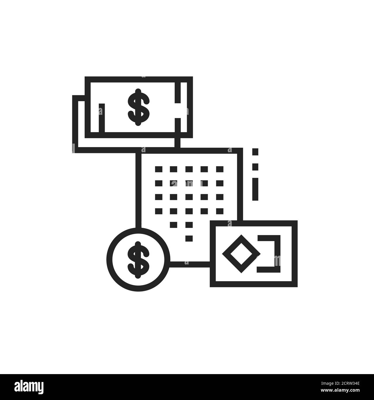 Icona della linea nera del budget di branding. Relazione e bilancio. Contabilità e contabilità. Pittogramma per pagina web, app mobile, promo. GUI UI UX Illustrazione Vettoriale