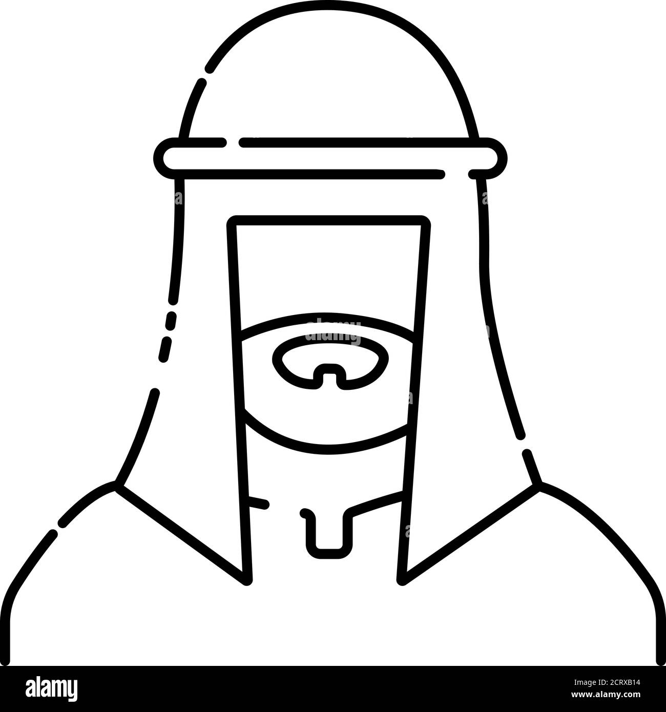 Uomo arabo in keffiyeh musulmano tradizionale icona di linea nera. Pittogramma per pagina web, app mobile, promo. Elemento di progettazione GUI UI UX. Tratto modificabile Illustrazione Vettoriale